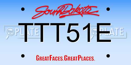 TTT51E South Dakota License Plate
