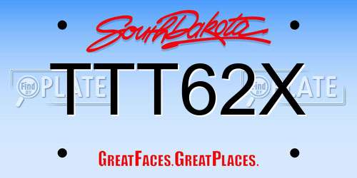 TTT62X South Dakota License Plate