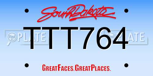TTT764 South Dakota License Plate