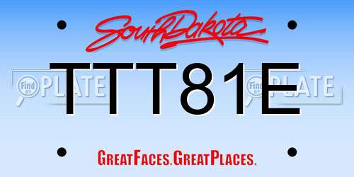 TTT81E South Dakota License Plate