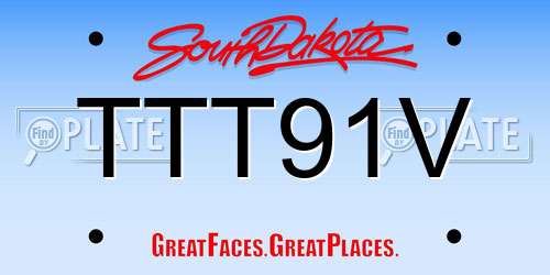 TTT91V South Dakota License Plate