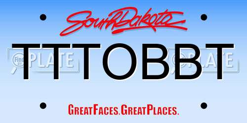 TTTOBBT South Dakota License Plate