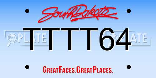 TTTT64 South Dakota License Plate