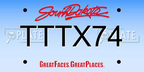 TTTX74 South Dakota License Plate