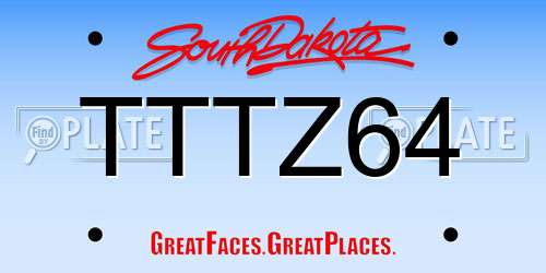 TTTZ64 South Dakota License Plate