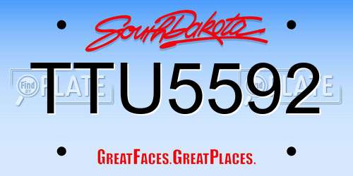 TTU5592 South Dakota License Plate