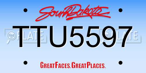 TTU5597 South Dakota License Plate