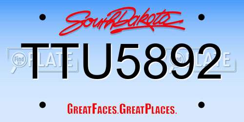 TTU5892 South Dakota License Plate