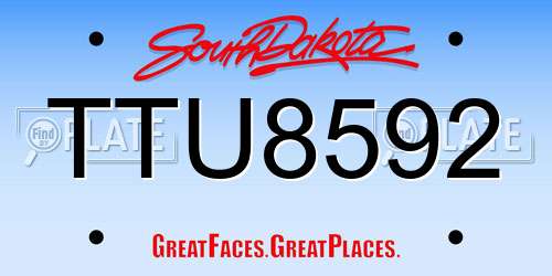 TTU8592 South Dakota License Plate