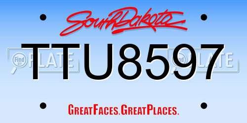 TTU8597 South Dakota License Plate