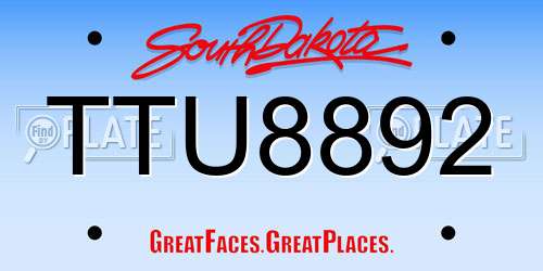 TTU8892 South Dakota License Plate