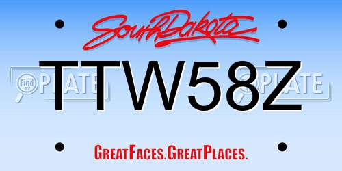 TTW58Z South Dakota License Plate