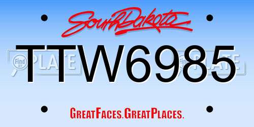 TTW6985 South Dakota License Plate
