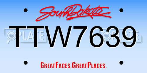 TTW7639 South Dakota License Plate
