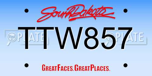 TTW857 South Dakota License Plate