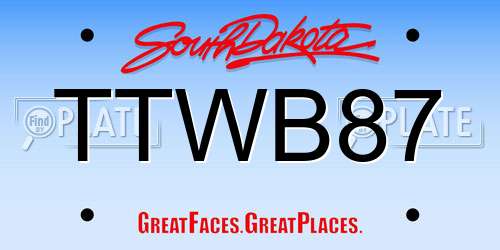 TTWB87 South Dakota License Plate