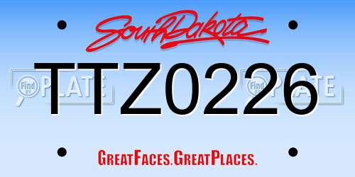 TTZ0226 South Dakota License Plate
