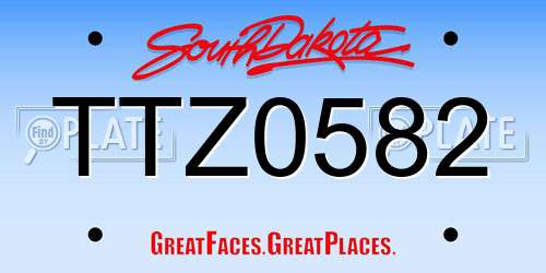TTZ0582 South Dakota License Plate