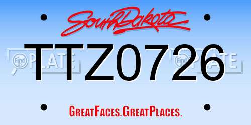 TTZ0726 South Dakota License Plate