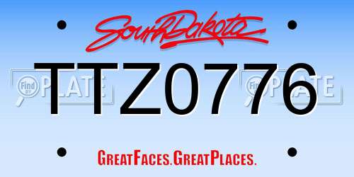 TTZ0776 South Dakota License Plate