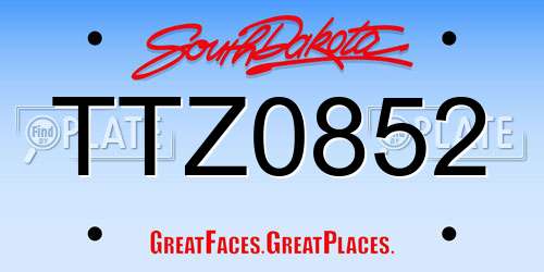 TTZ0852 South Dakota License Plate