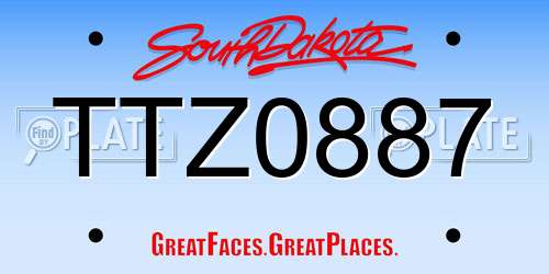 TTZ0887 South Dakota License Plate