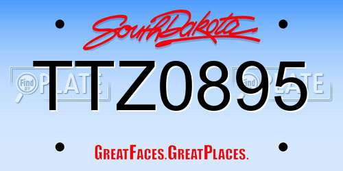 TTZ0895 South Dakota License Plate