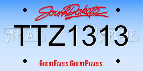 TTZ1313 South Dakota License Plate