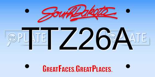 TTZ26A South Dakota License Plate