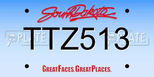TTZ513 South Dakota License Plate