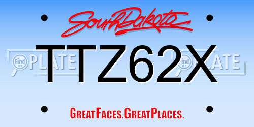 TTZ62X South Dakota License Plate