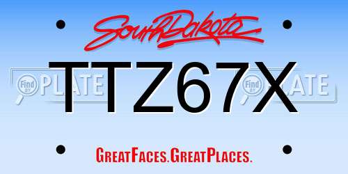 TTZ67X South Dakota License Plate