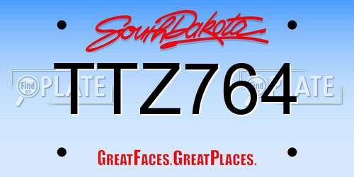 TTZ764 South Dakota License Plate