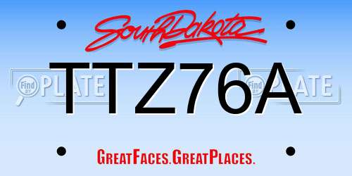 TTZ76A South Dakota License Plate