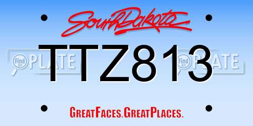 TTZ813 South Dakota License Plate