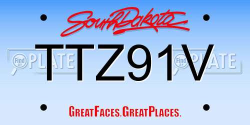 TTZ91V South Dakota License Plate