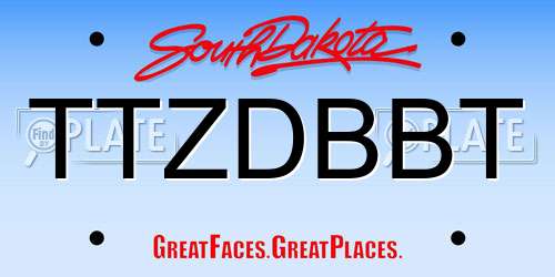 TTZDBBT South Dakota License Plate