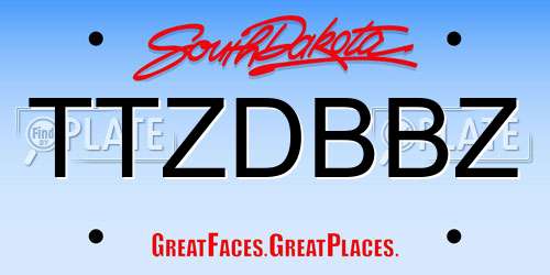 TTZDBBZ South Dakota License Plate