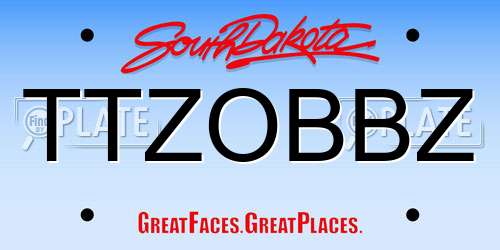 TTZOBBZ South Dakota License Plate