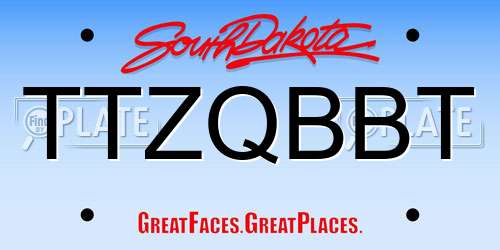 TTZQBBT South Dakota License Plate