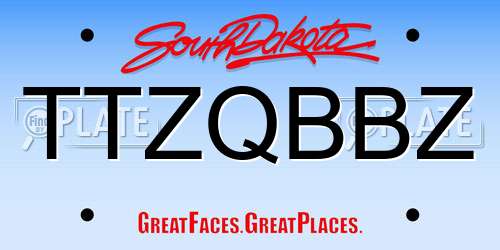 TTZQBBZ South Dakota License Plate