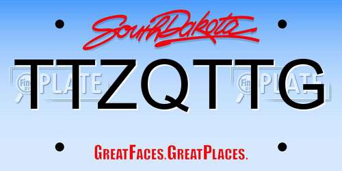 TTZQTTG South Dakota License Plate