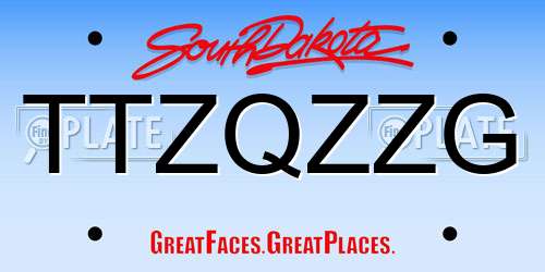 TTZQZZG South Dakota License Plate