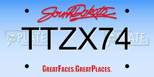 TTZX74 South Dakota License Plate