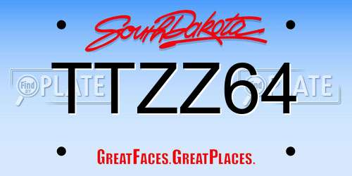 TTZZ64 South Dakota License Plate