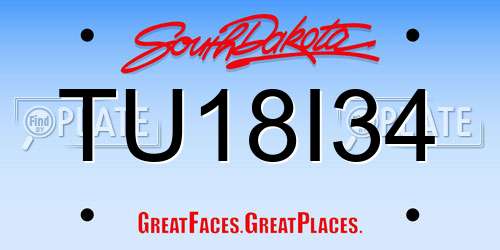 TU18I34 South Dakota License Plate