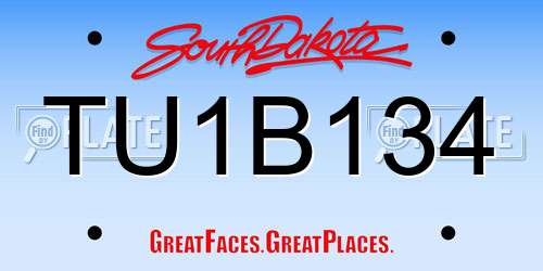 TU1B134 South Dakota License Plate
