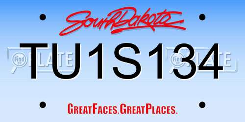 TU1S134 South Dakota License Plate