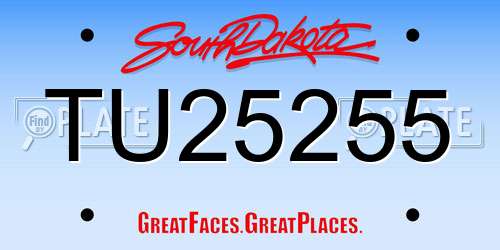 TU25255 South Dakota License Plate