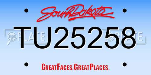 TU25258 South Dakota License Plate